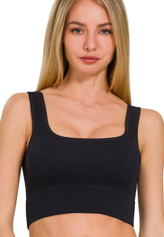 Square Neck Ribbed Bralette