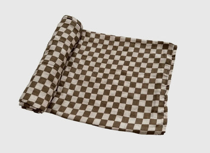 Brown Checkered Muslin Swaddle