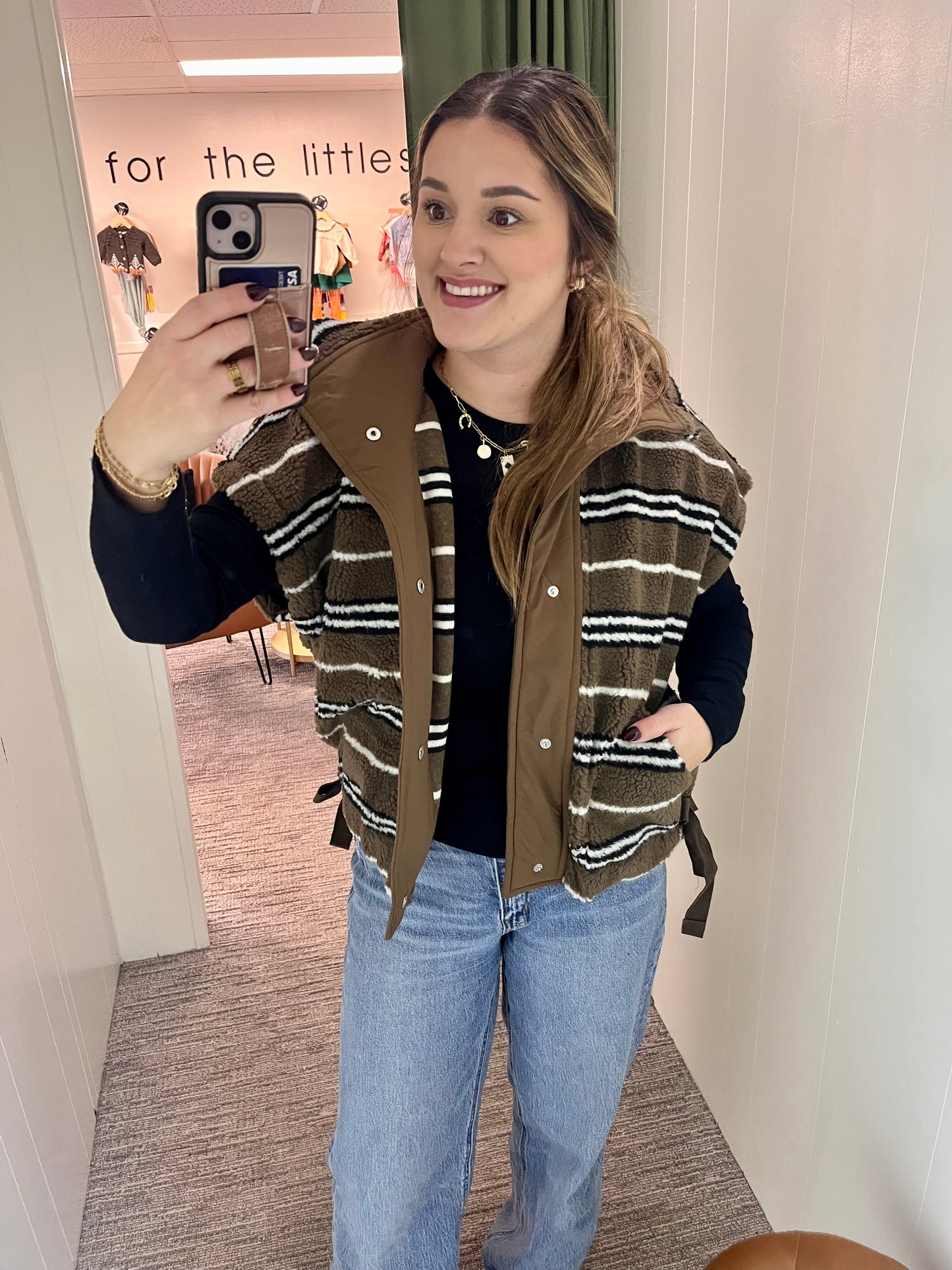 Leann Vest - Striped Brown