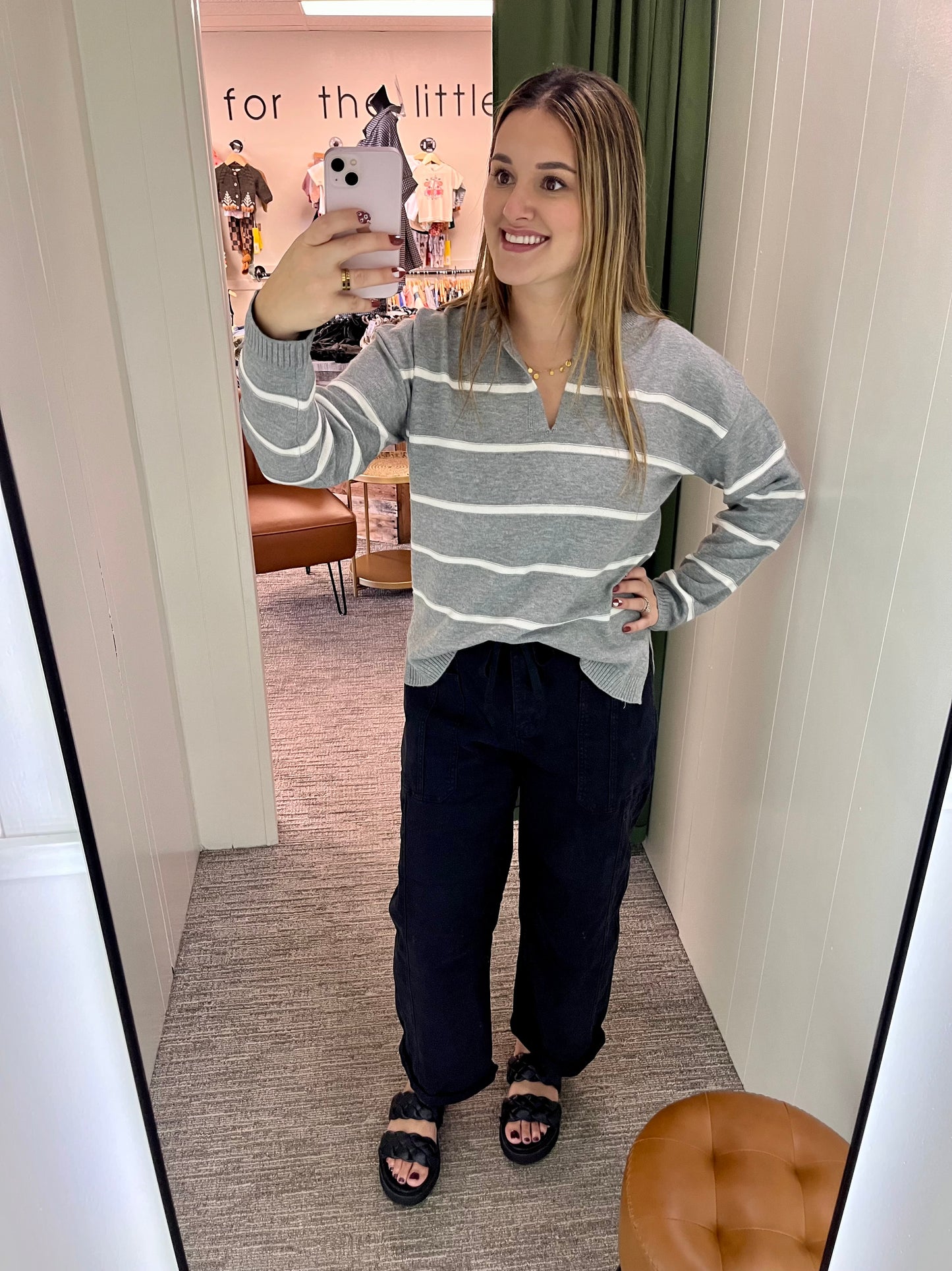 Lana Striped Sweater - Gray