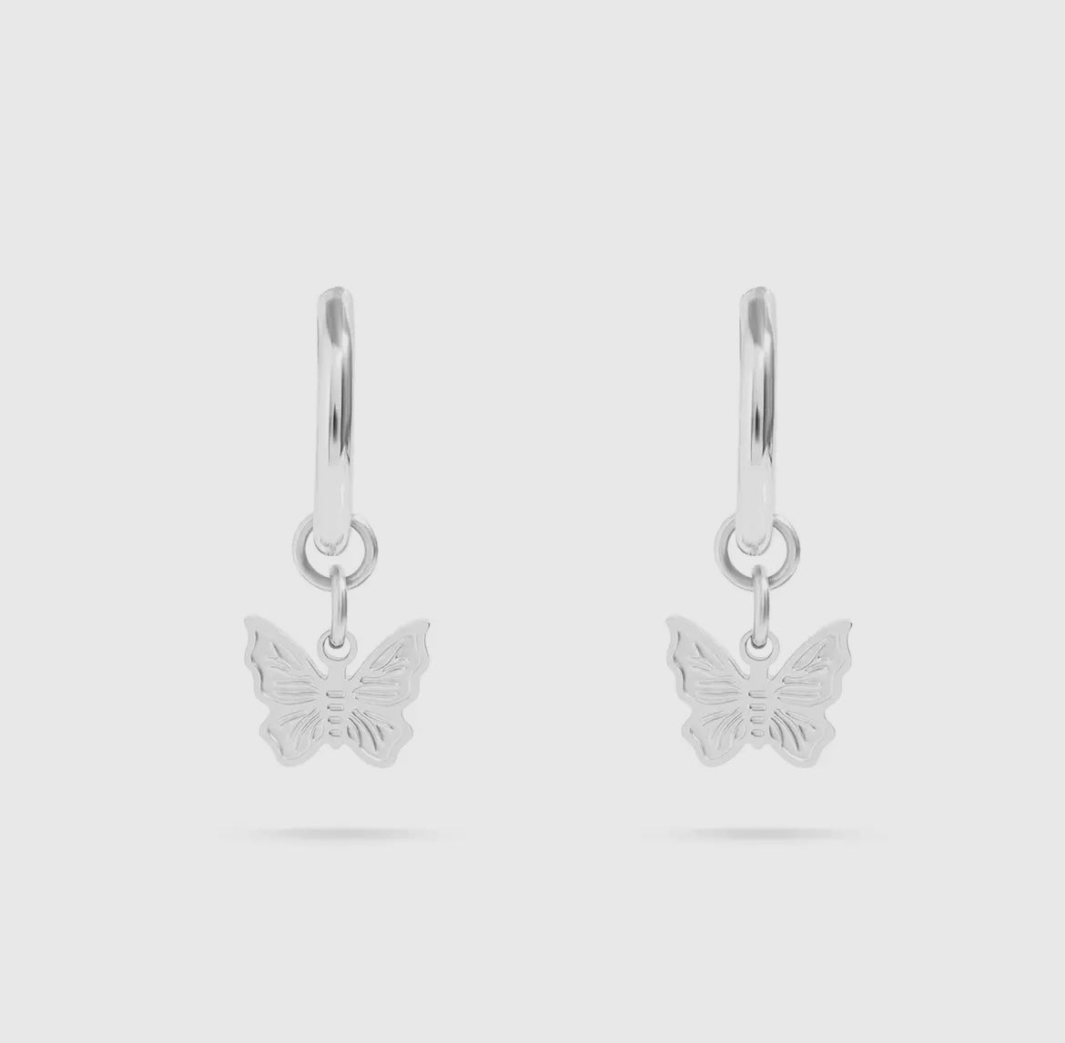Butterfly Huggie Earrings - Silver