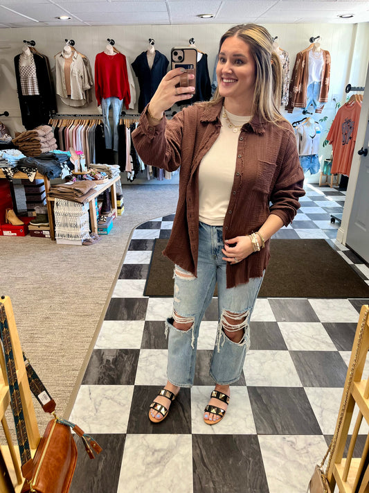 Tillie Button Up - Brown