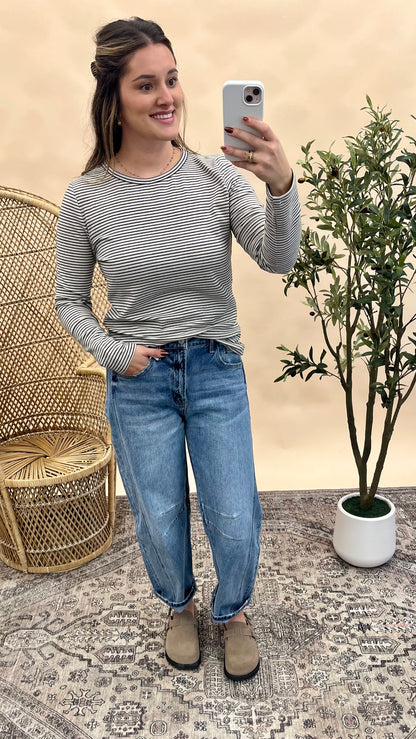 Cait Striped Long Sleeve - Ivory