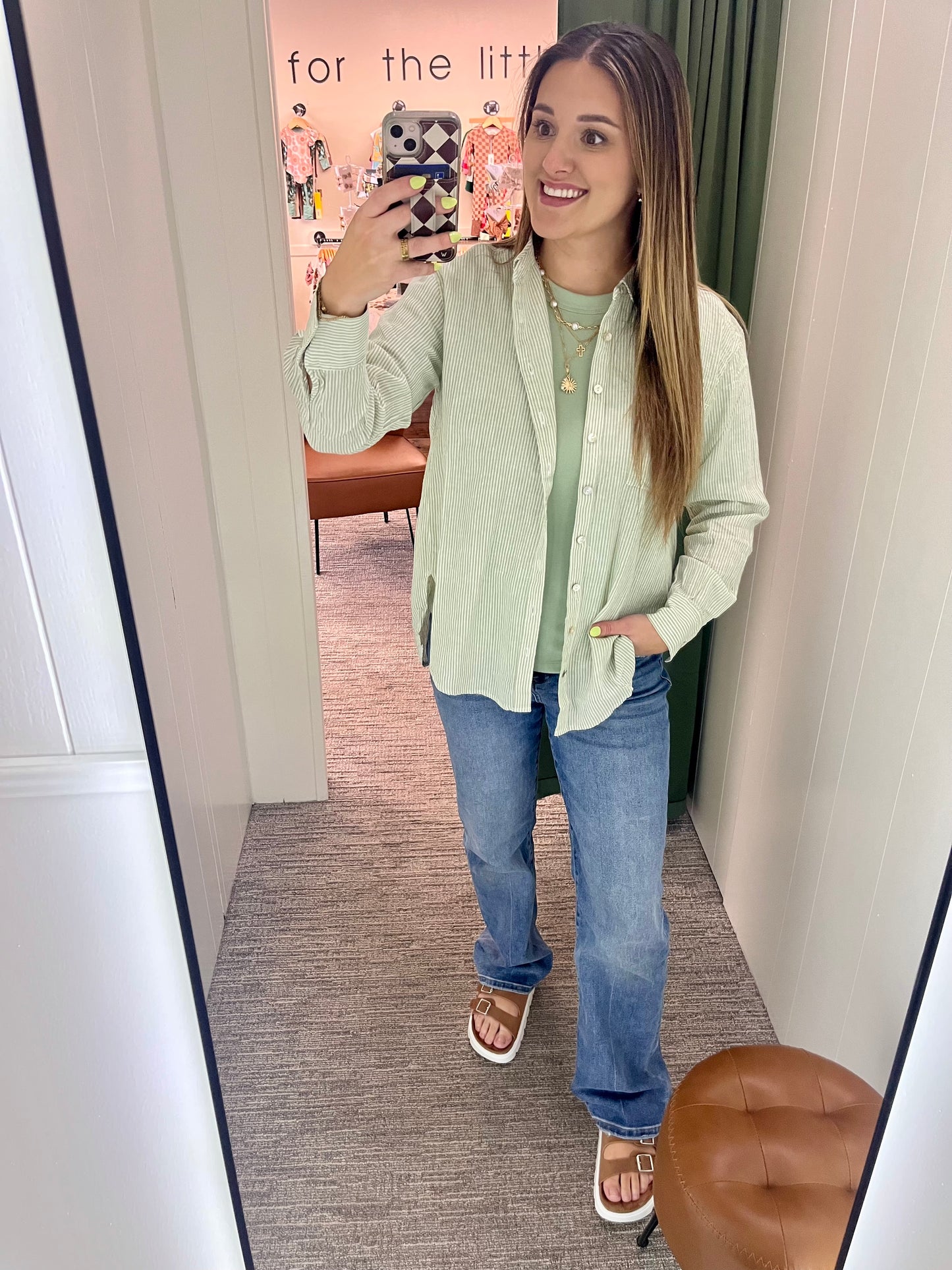Maren Linen Button Up - Green