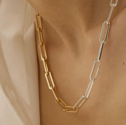 Two Tone Paper Clip Necklace