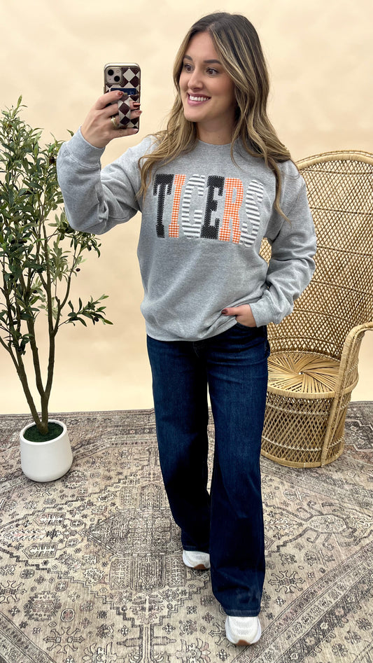Tigers Patchwork Sweatshirt - Gray