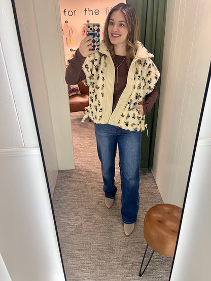 Leann Vest - Cream Florals