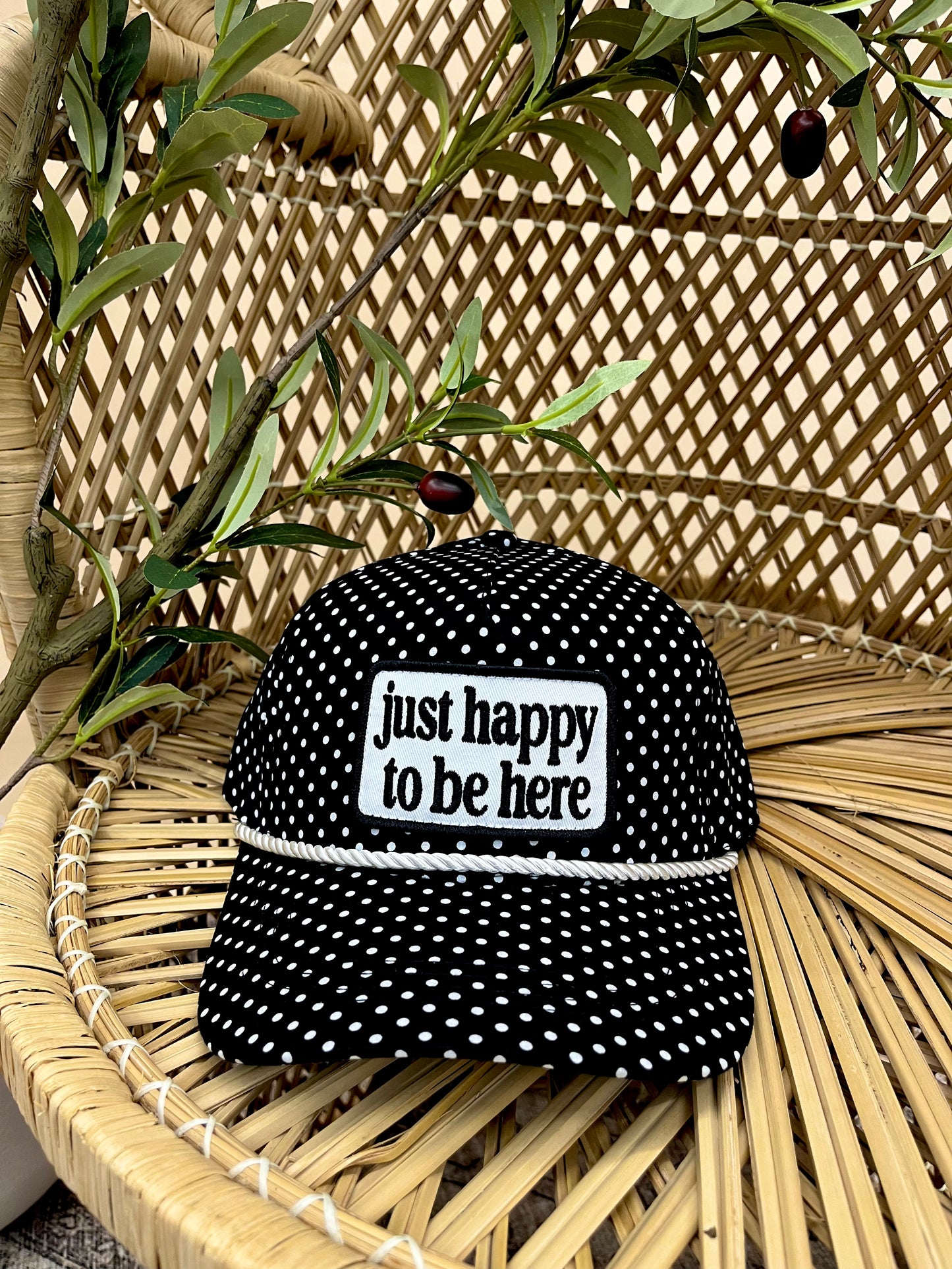 Just Happy To Be Here Cap - Polka Dots