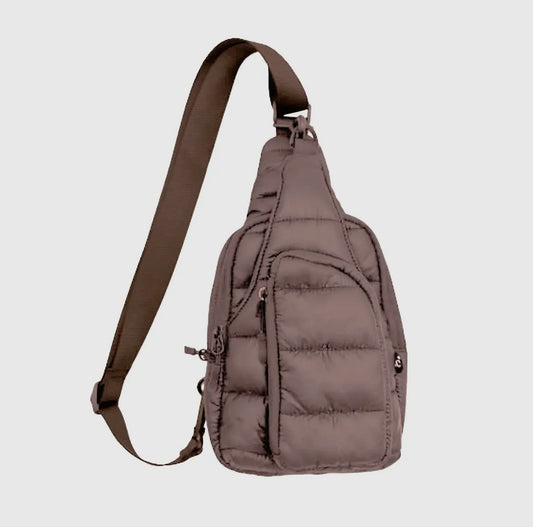 Puffer Sling Bag - Brown