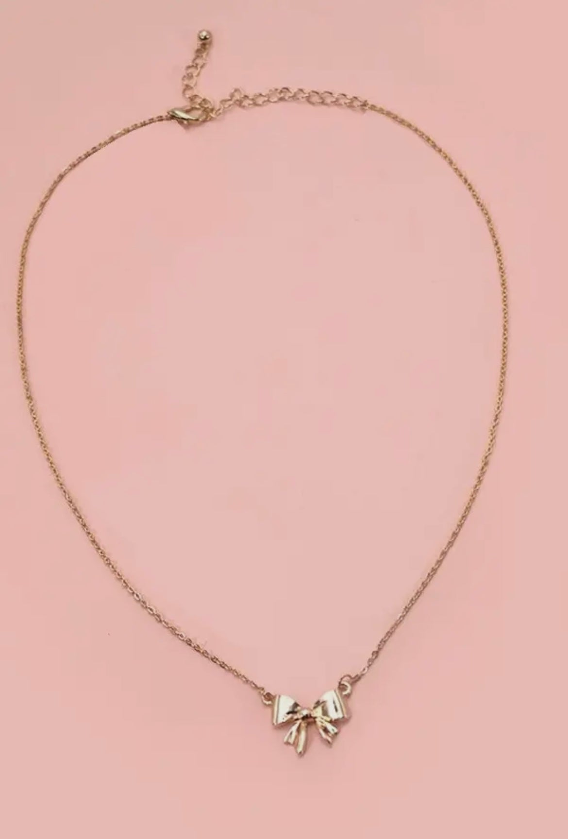 Ribbon Bow Necklace - Gold