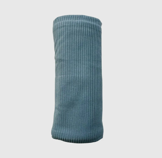 Blue Ribbed Bamboo Swaddle