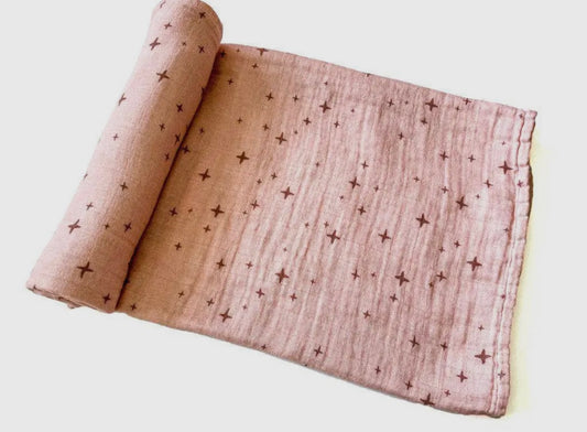 Pink Stars Muslin Swaddle