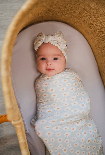 Blue Daisy Bamboo Swaddle