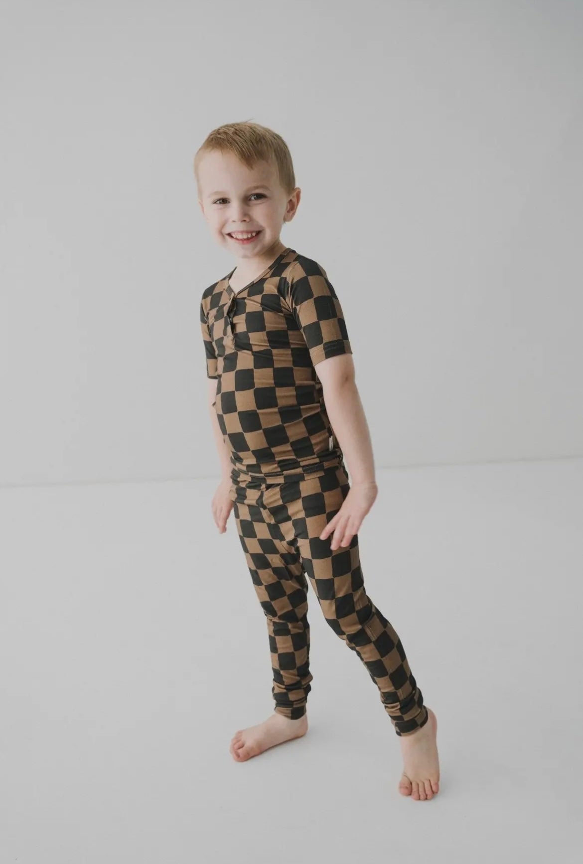 Black/Brown Checkered Bamboo Two Piece
