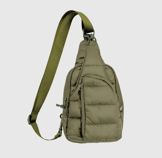 Puffer Sling Bag - Olive