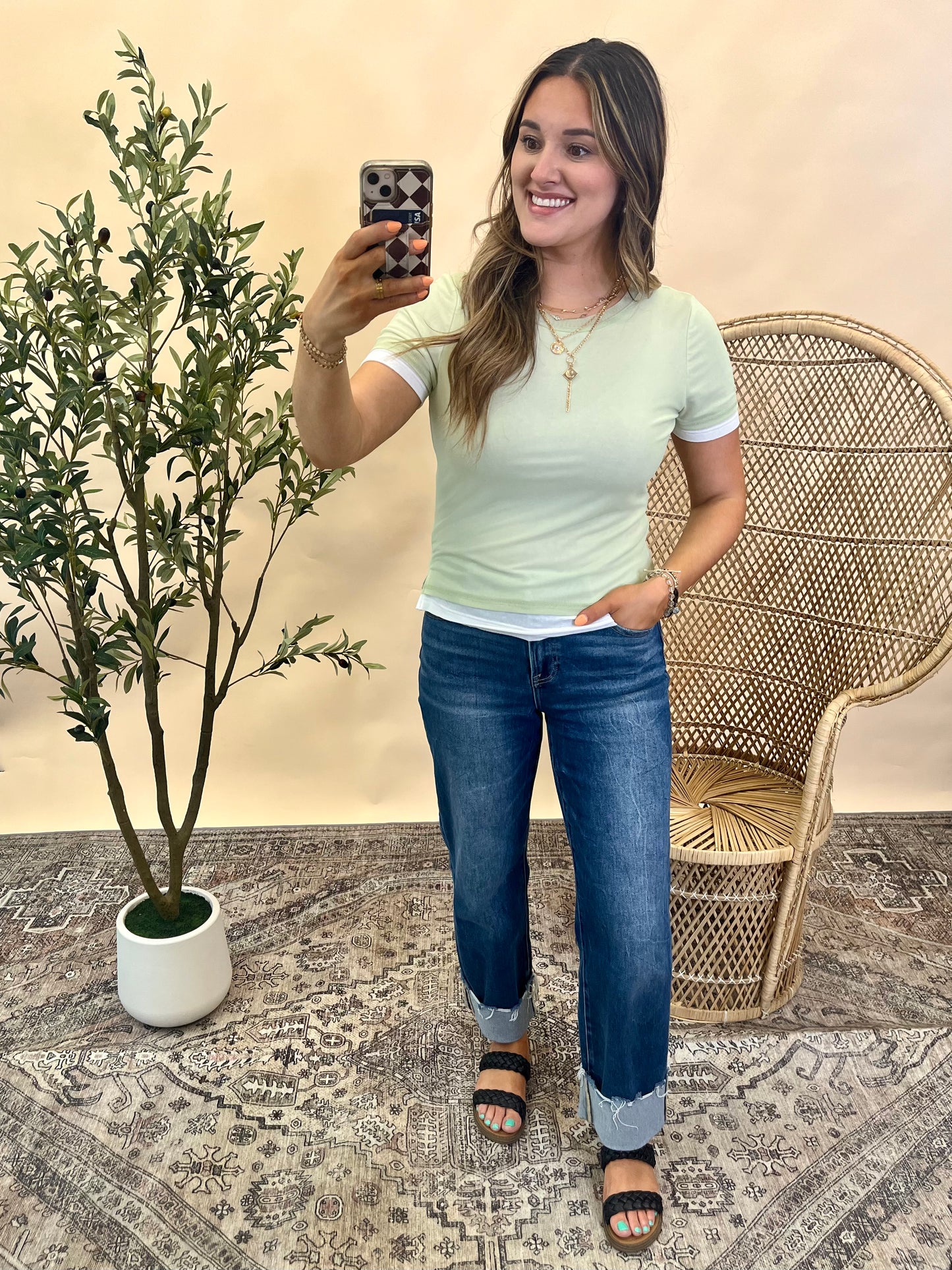 Mallory Mesh Top - Pistachio