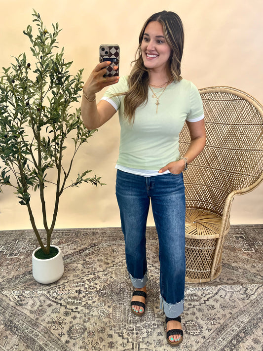 Mallory Mesh Top - Pistachio