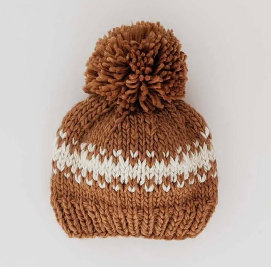 Stripped Beanie Hat - Pecan