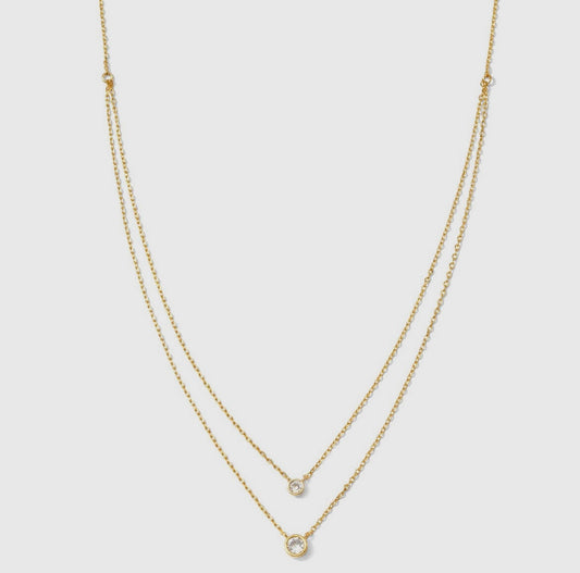 Double Chain with Pendants Necklace - Gold