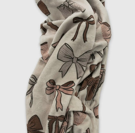Neutral Bows Plush Throw