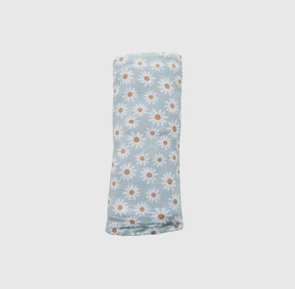 Blue Daisy Bamboo Swaddle