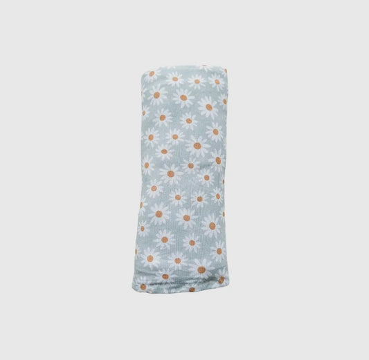 Blue Daisy Bamboo Swaddle