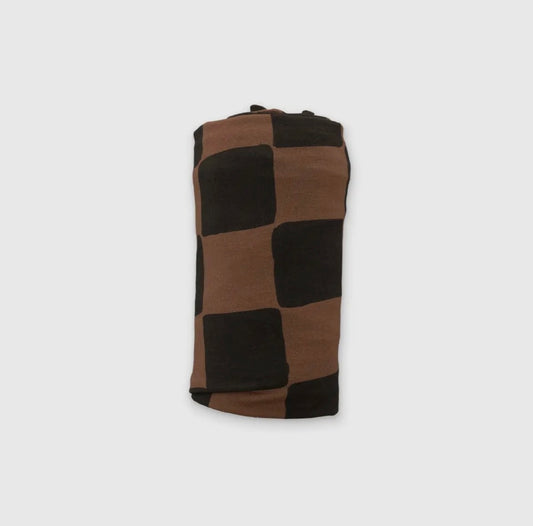 Black/Brown Checkered Bamboo Swaddle