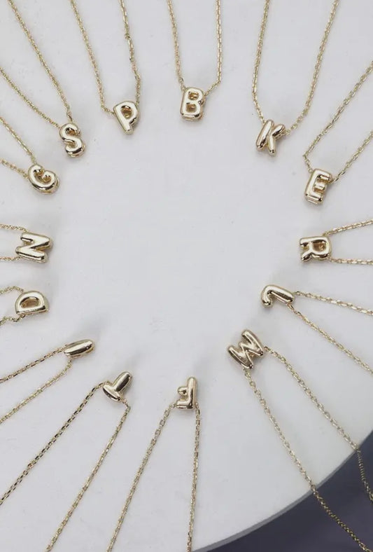 Initial Bubble Letter Necklaces