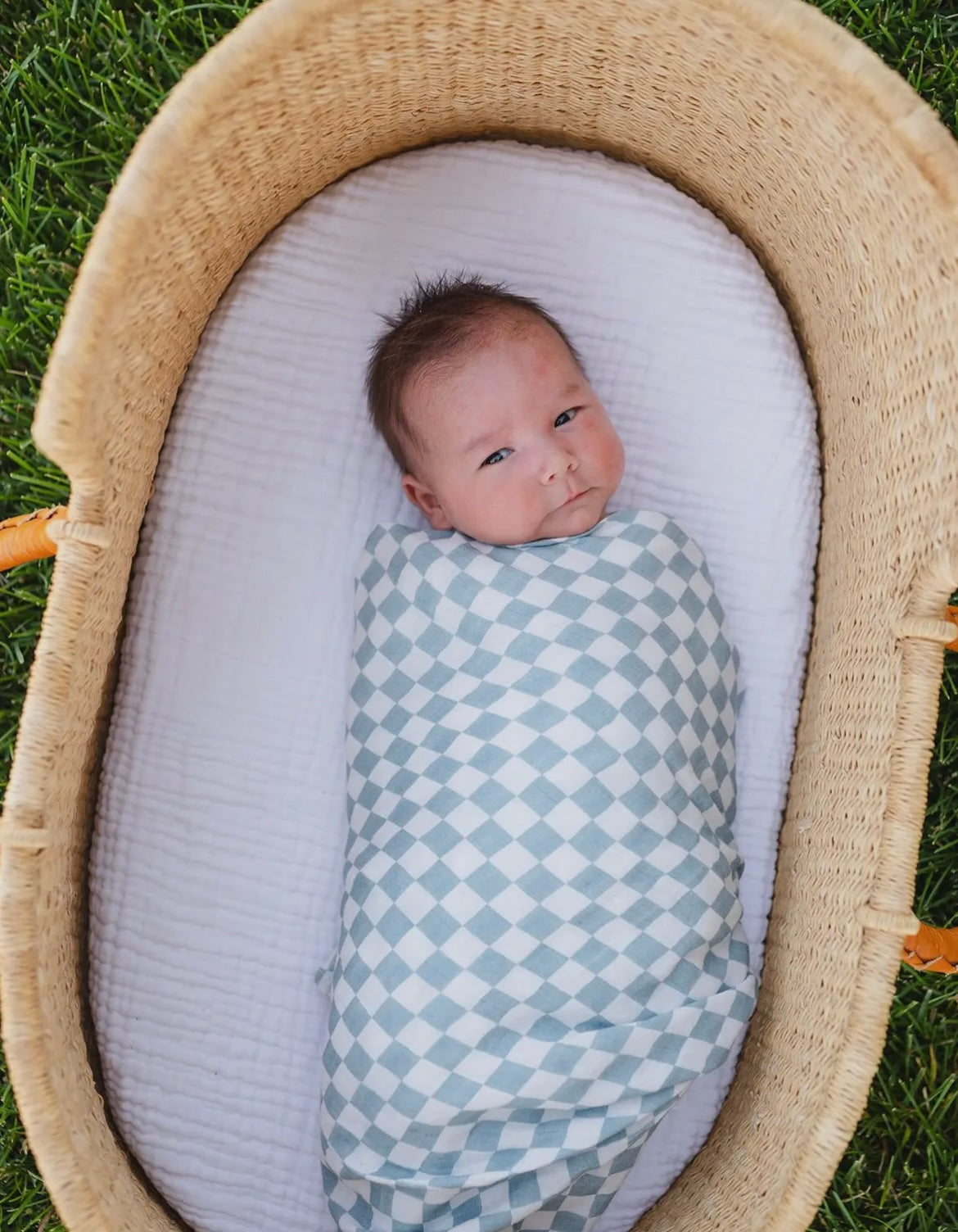 Blue Checkered Muslin Swaddle