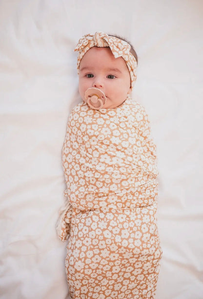 Mocha Flower Bamboo Swaddle