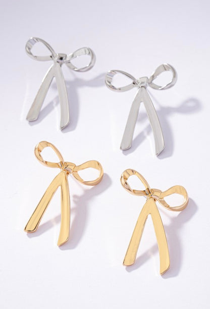 Bow Earrings - Silver