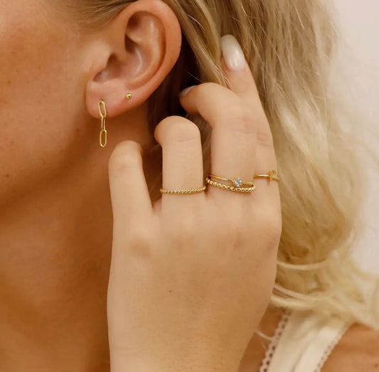 18K Gold Birthstone Stacking Ring