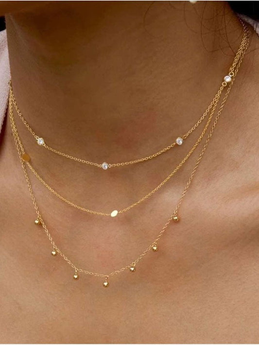 Three Layer Necklace - Gold