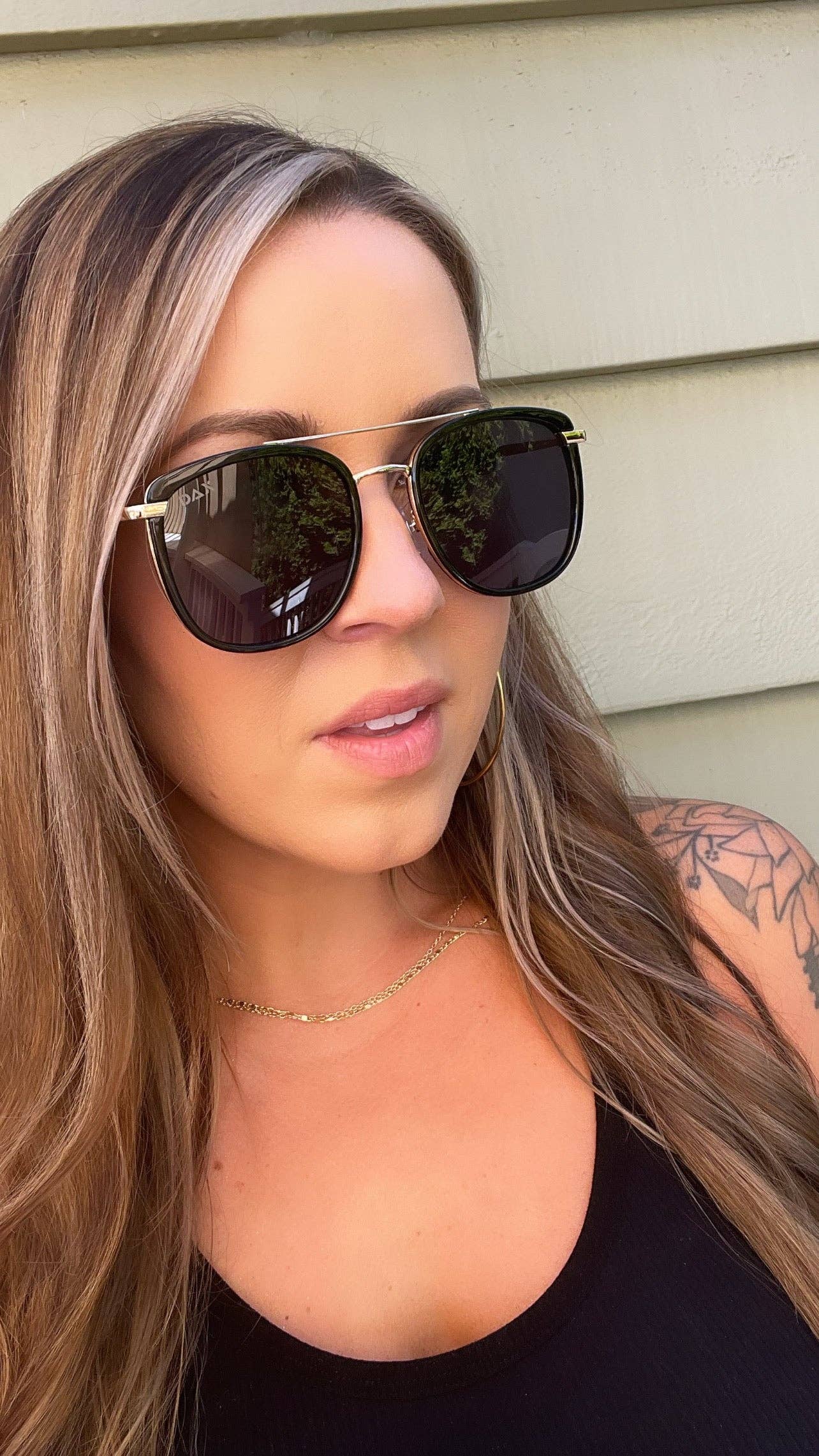 Ivy - Women's Oversized Square Sunglasses - Black