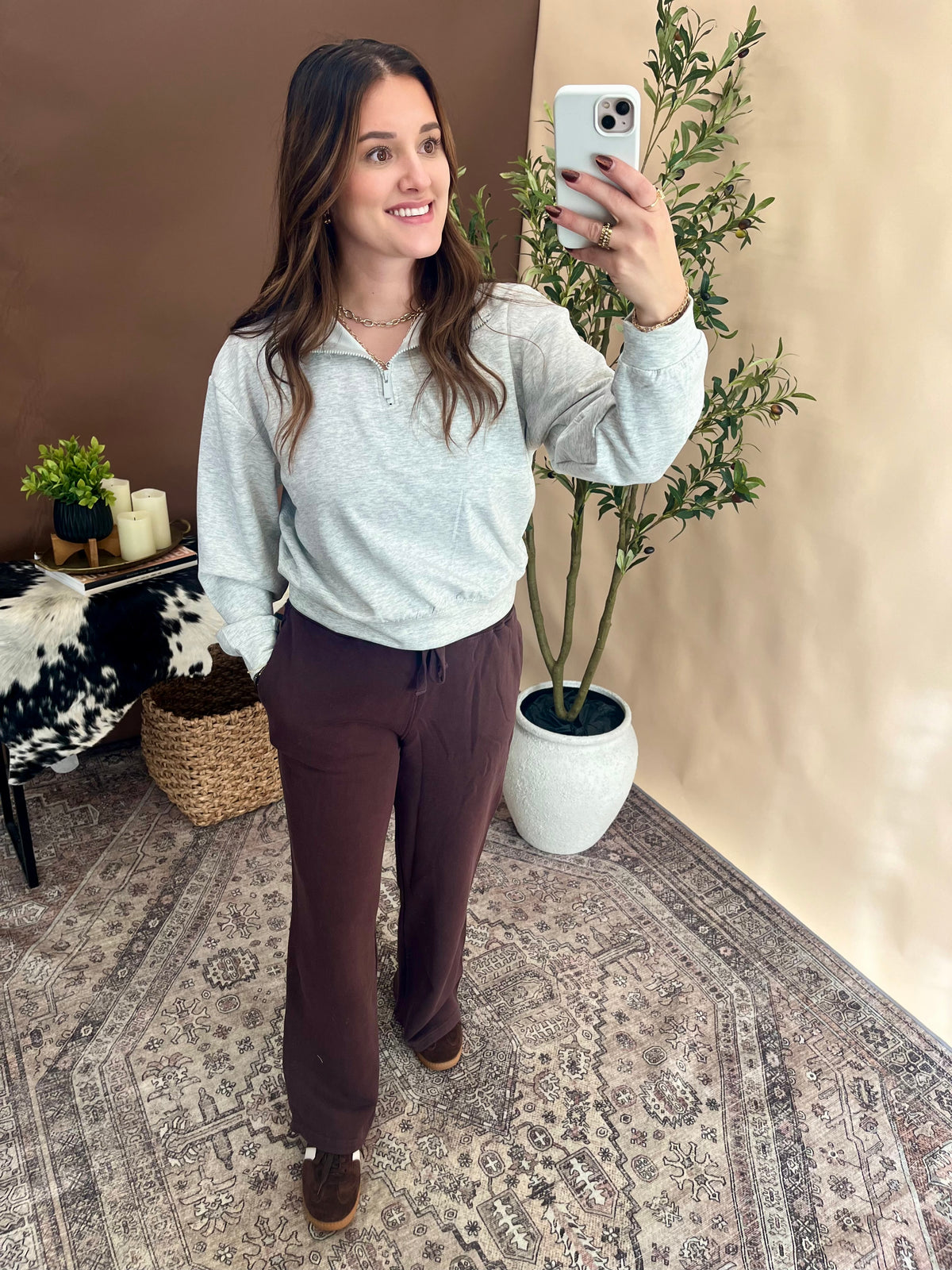 Noella Half Zip Pullover - Heather Gray