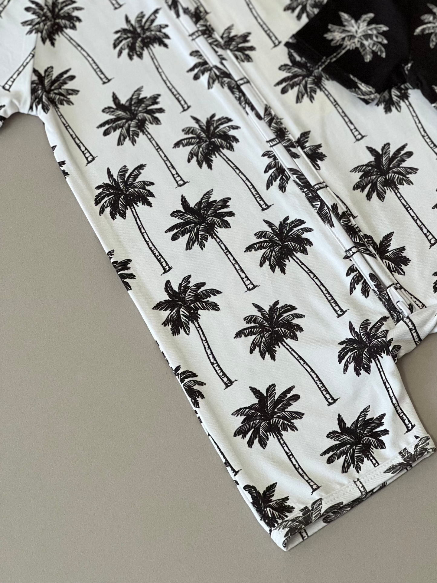 Bamboo Shorty Romper  | Palm Style White