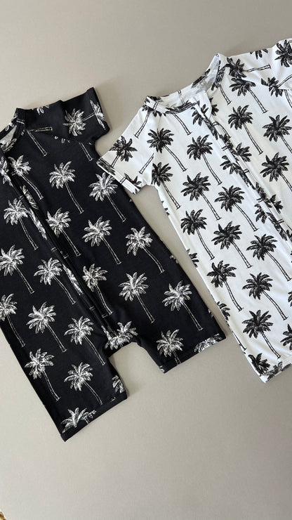 Bamboo Shorty Romper  | Palm Style Black