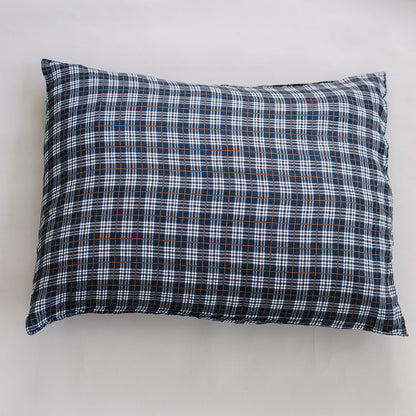 Navy Plaid Muslin Pillow Case
