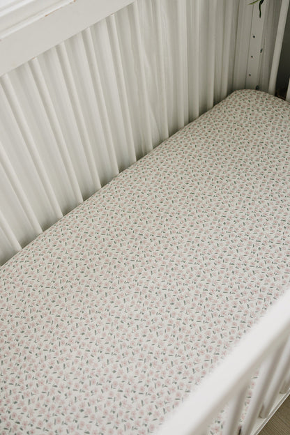 Pink Petal Floral Bamboo Stretch Crib Sheet