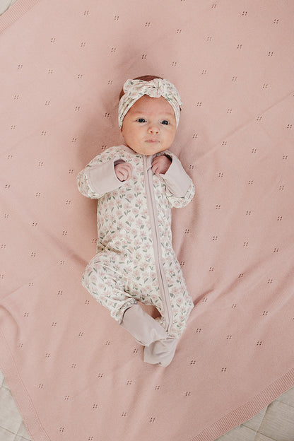 Pink Petal Floral Bamboo Zipper