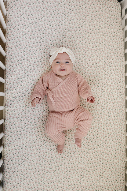 Pink Petal Floral Bamboo Stretch Crib Sheet