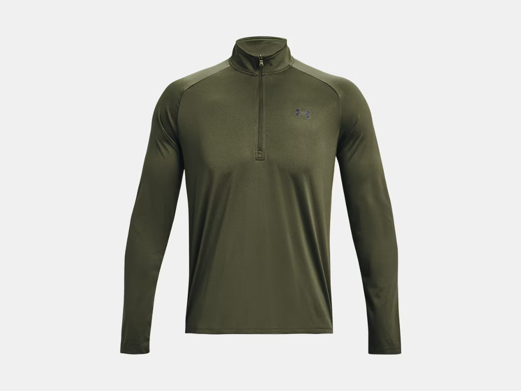 UA Tech Men's 1/2 Zip Long Sleeve - Marine OD Green/Black