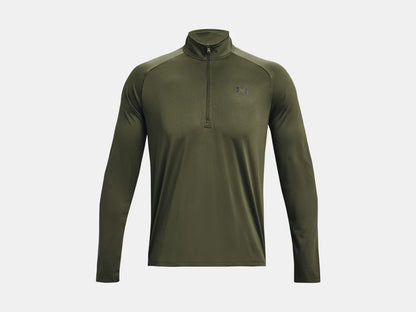 UA Tech Men's 1/2 Zip Long Sleeve - Marine OD Green/Black
