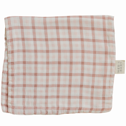 Pink Gingham Muslin Burp Cloth