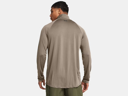 UA Tech Men's 1/2 Zip Long Sleeve - Taupe Dusk/Black