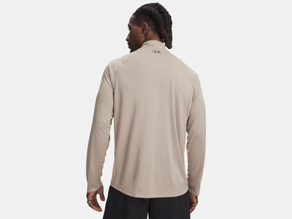 UA Tech Men's 1/2 Zip Long Sleeve - Timberwolf Taupe/Black