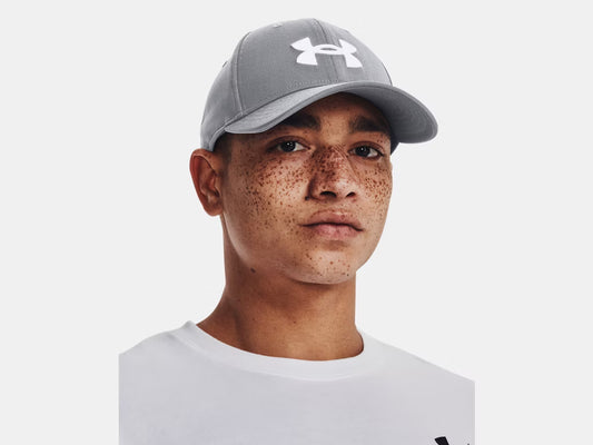 UA Blitzing Low Men's Stretch Fit Cap - Steel/White