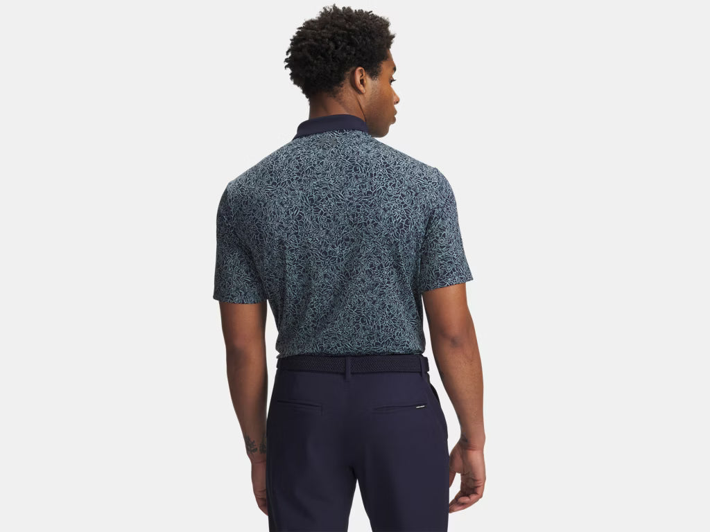 UA Matchplay Printed Men's Polo - Midnight Navy/Jasper Blue