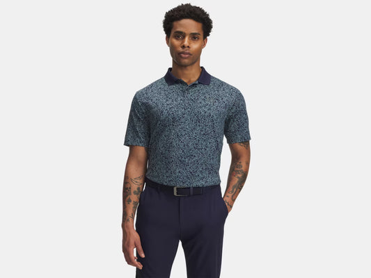UA Matchplay Printed Men's Polo - Midnight Navy/Jasper Blue