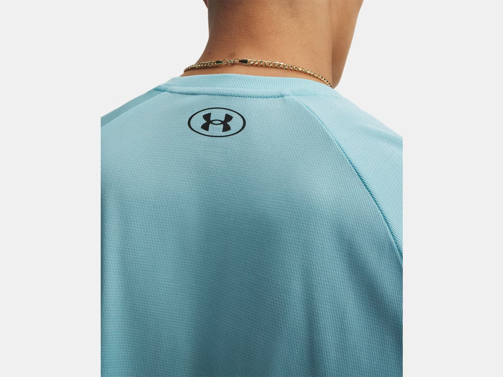 UA Tech Textured Men's Short Sleeve - Blue Haze/Black